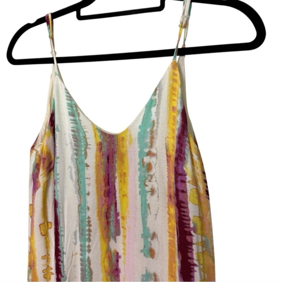 Lulus Bay Side Babe Tie-Dye Maxi Dress Multicolor Adj Straps Loose Fit Lined SM - Picture 5 of 12